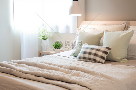 温暖的现代卧室装修场景图片