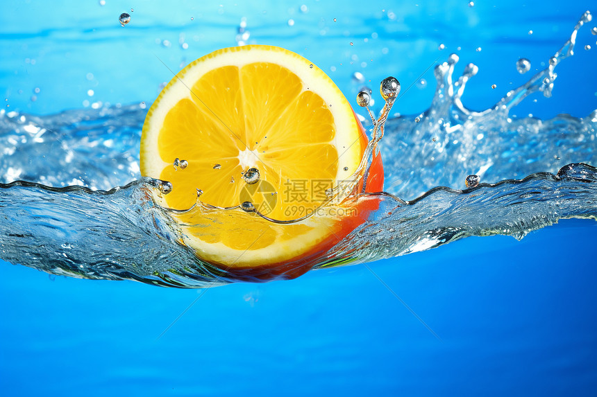 水中清新的柠檬图片