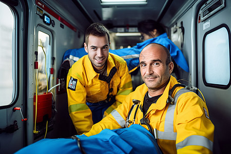 穿着黄色工作服的救助团队背景图片