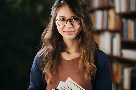 图书馆中的女大学生图片