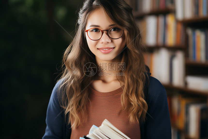 图书馆中的女大学生图片