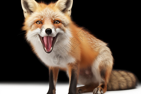 张着嘴巴的野生狐狸图片