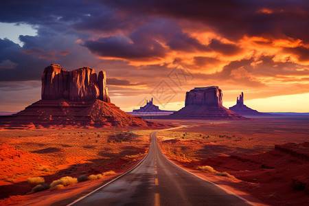 壮观的沙漠道路图片