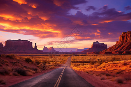 沙漠中广阔的道路图片