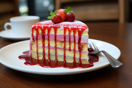 健康的草莓蛋糕背景图片