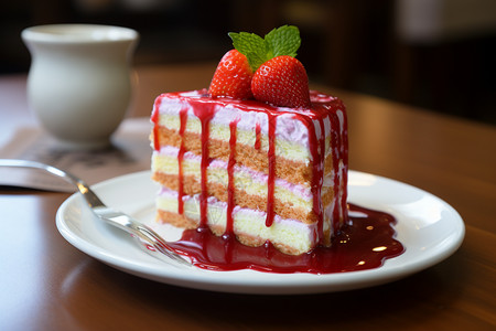 盘子里草莓盘子里的草莓蛋糕背景