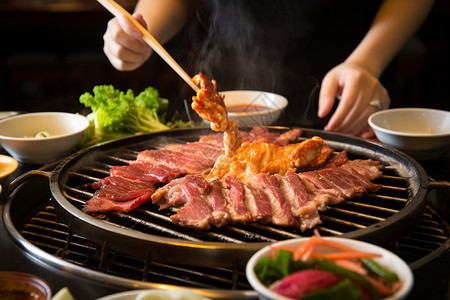 肉背景烤架上美味的肉背景