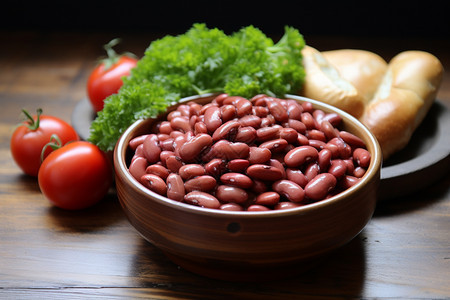 桌面上的红豆和蔬菜图片