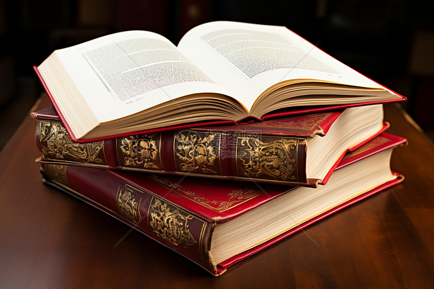 桌子上的文化书本高清图片下载-正版图片600649908-摄图网