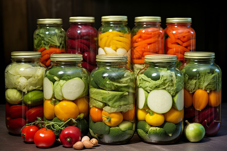罐子里保存的蔬菜图片