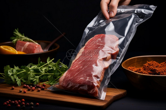 菜板上的美味猪肉图片
