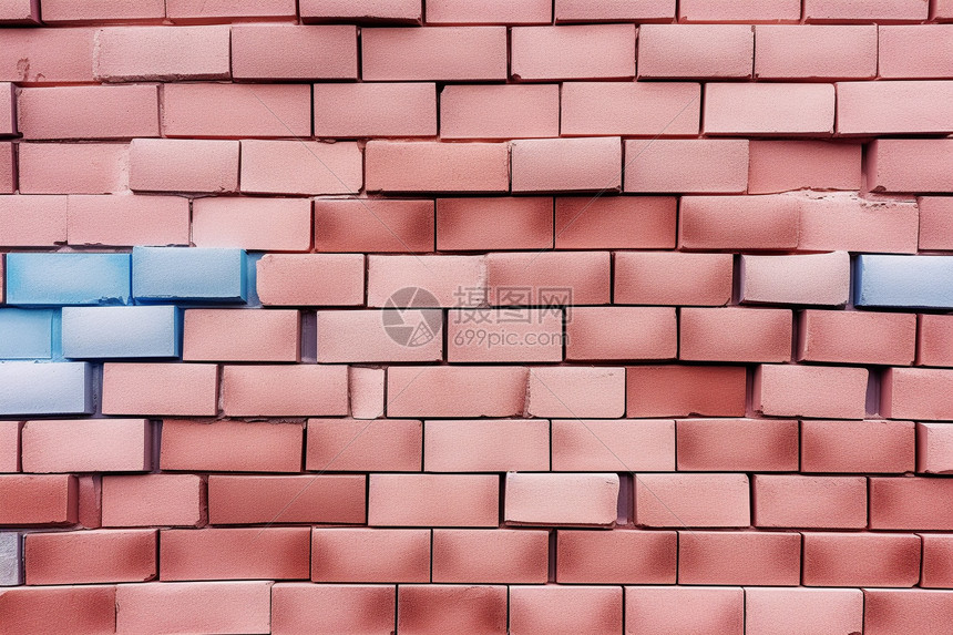 红砖块建筑的墙壁图片