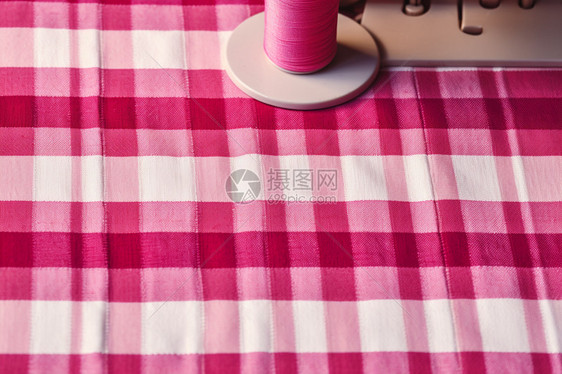 粉色的格子纺织物图片