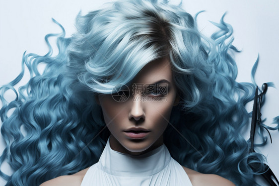 炫酷的蓝发女性图片