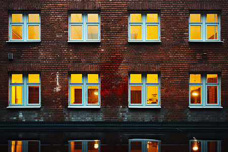 傍晚传统的建筑窗户图片