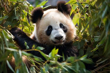 树林中可爱的大熊猫图片