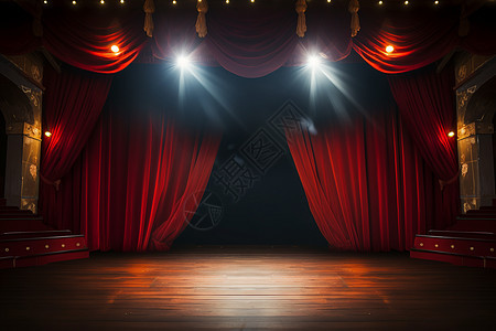 话剧舞台上的红色幕布图片