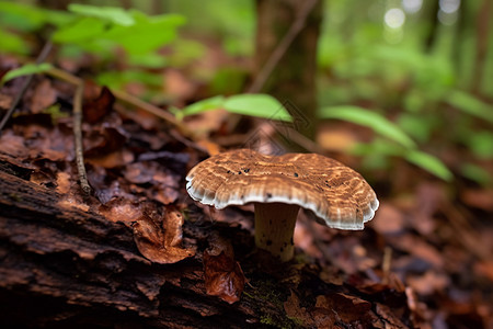 雨后林中生长的蘑菇图片