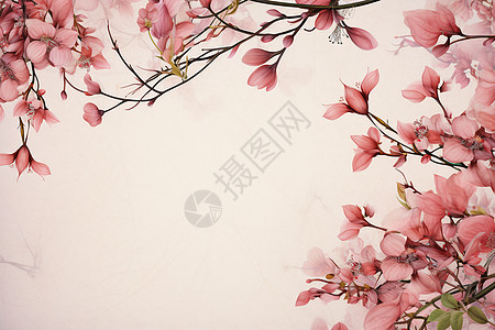 桃花装饰的古典背景背景图片