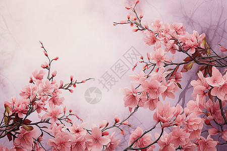 绽放的粉色桃花插图图片