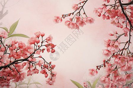 艳丽的粉色桃花装饰背景图片
