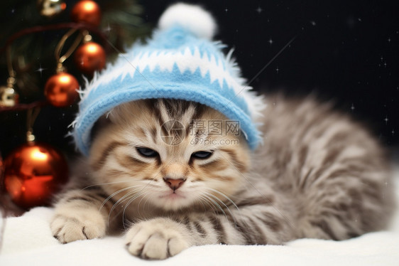 带着帽子的可爱小猫图片