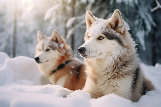 雪地里的可爱狼图片