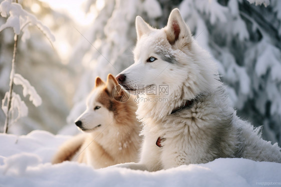 雪地里的野生狼图片