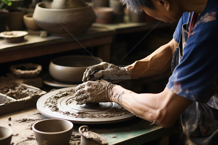 陶器工坊中的匠人图片