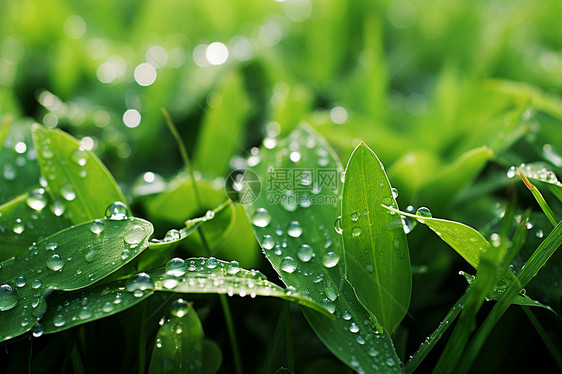 雨后清新的绿叶图片