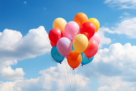 空中五颜六色的气球背景图片