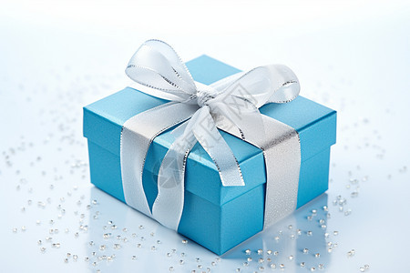 蓝色的礼物包装盒图片