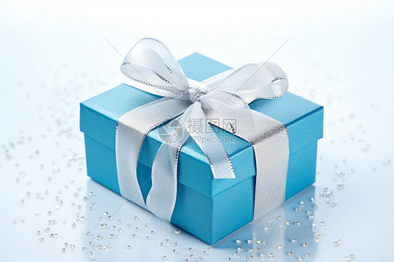 蓝色的礼物包装盒图片