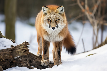 冬日森林中的狐狸图片