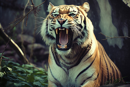 张着嘴巴的老虎图片