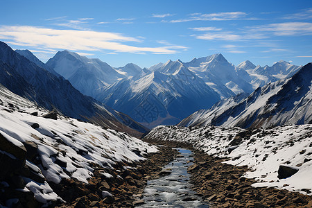 冬季喜马拉雅山脉的美丽景观图片