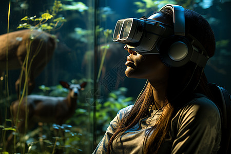 虚拟眼镜中的雨林景观背景
