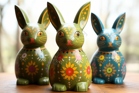 手工陶瓷兔子工艺品图片