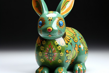 精致的手工陶瓷兔子工艺品图片