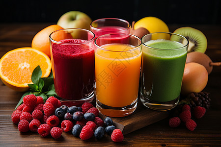 健康的浆果和果汁背景图片