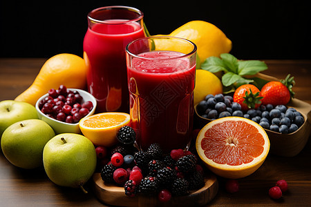健康的果汁和水果图片