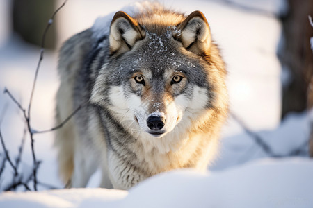 冬日雪地中的狼图片