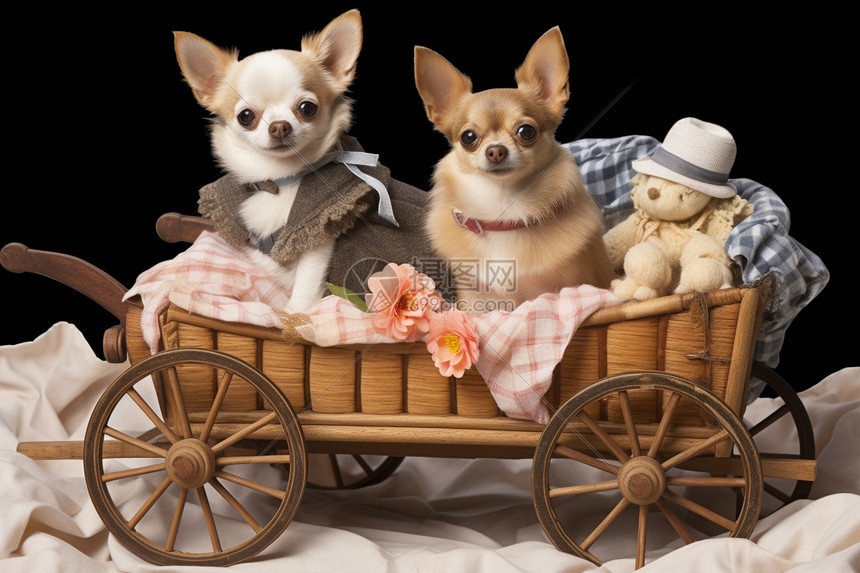 木车里的可爱小狗图片