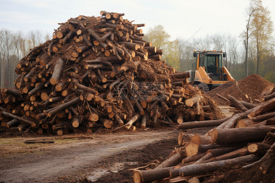 堆积的农业木材图片