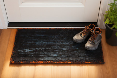 地板上的家装地垫和鞋子图片