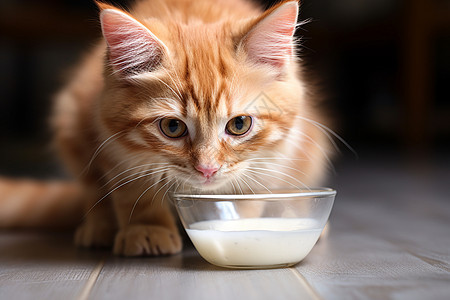 小猫喝牛奶图片