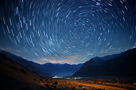 夜晚中的星河背景图片