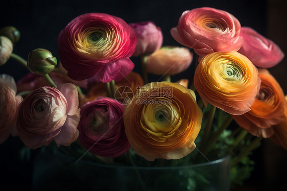 美丽盛开的花毛茛图片
