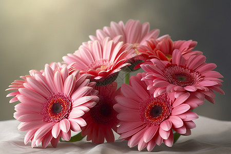 桌面上盛开的粉色非洲菊图片