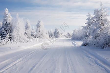 大雪覆盖的乡村道路图片